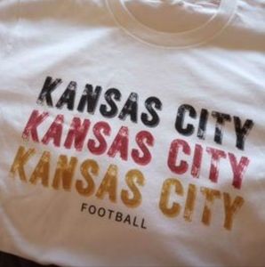Kansas City Football shirt, Bella Canvas brand, white, size Medium, NEW